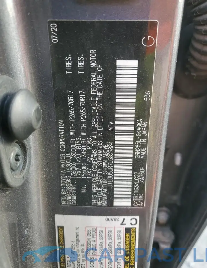 JTEBU5JR7L5829884# 12