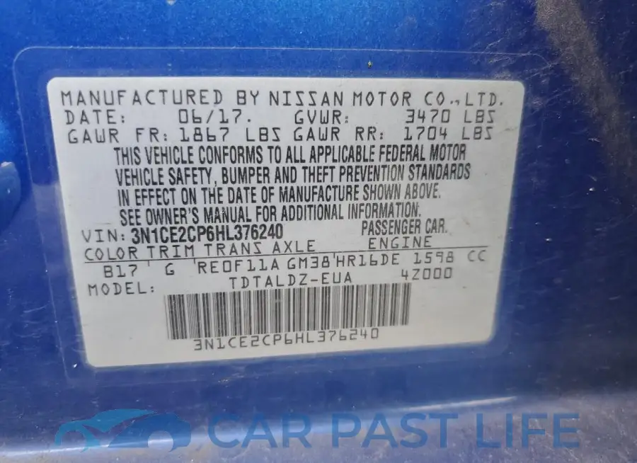 3N1CE2CP6HL376240# 12