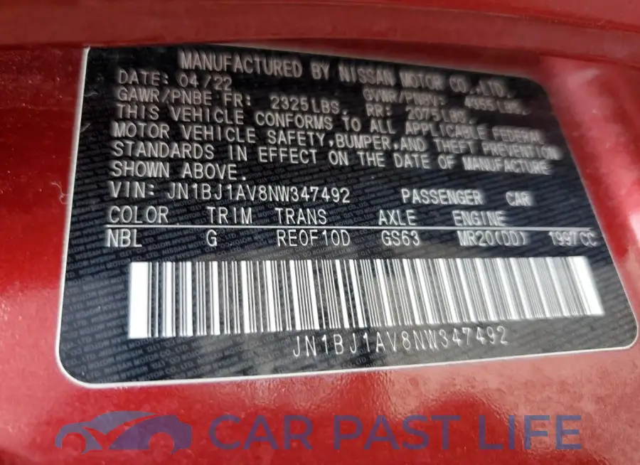 JN1BJ1AV8NW347492# 13