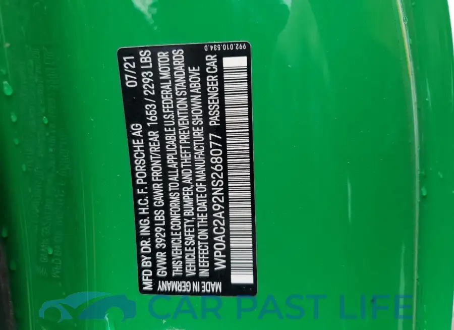 WP0AC2A92NS268077# 12