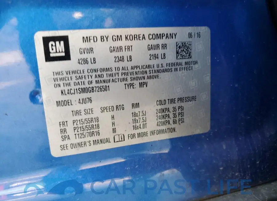 KL4CJ1SM0GB726501# 12