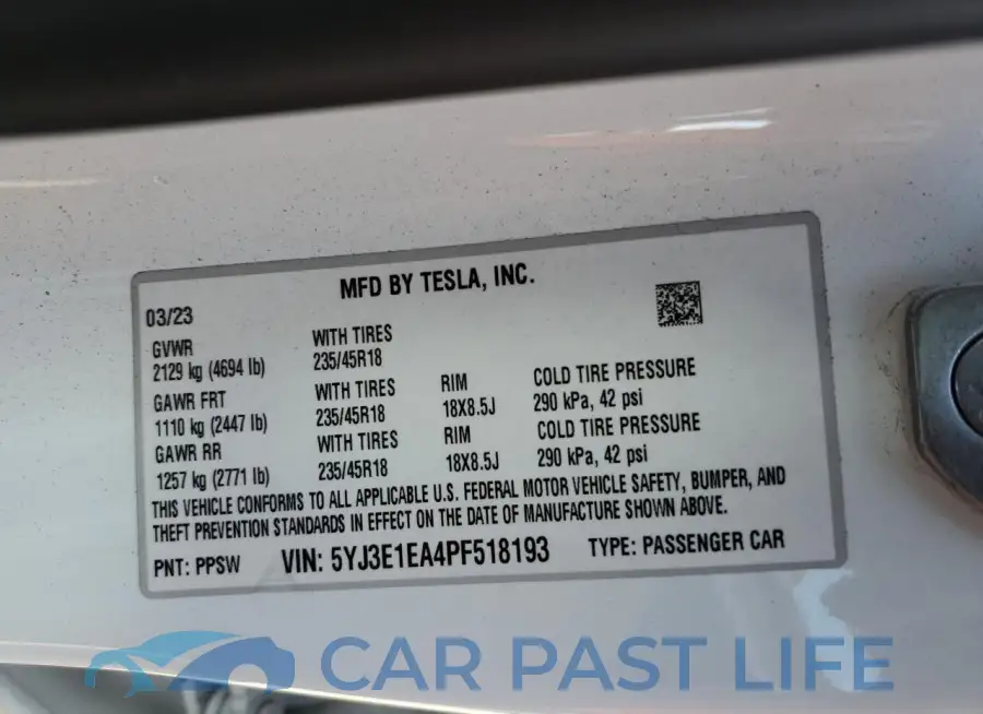 5YJ3E1EA4PF518193# 12