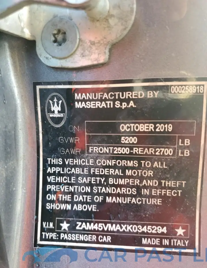 ZAM45VMAXK0345294# 12