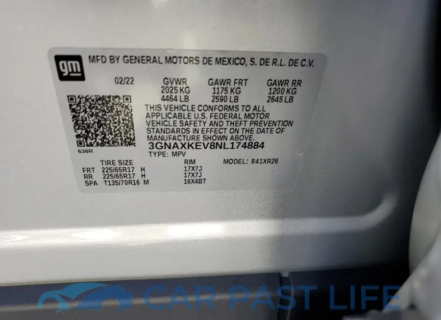 3GNAXKEV8NL174884# 13
