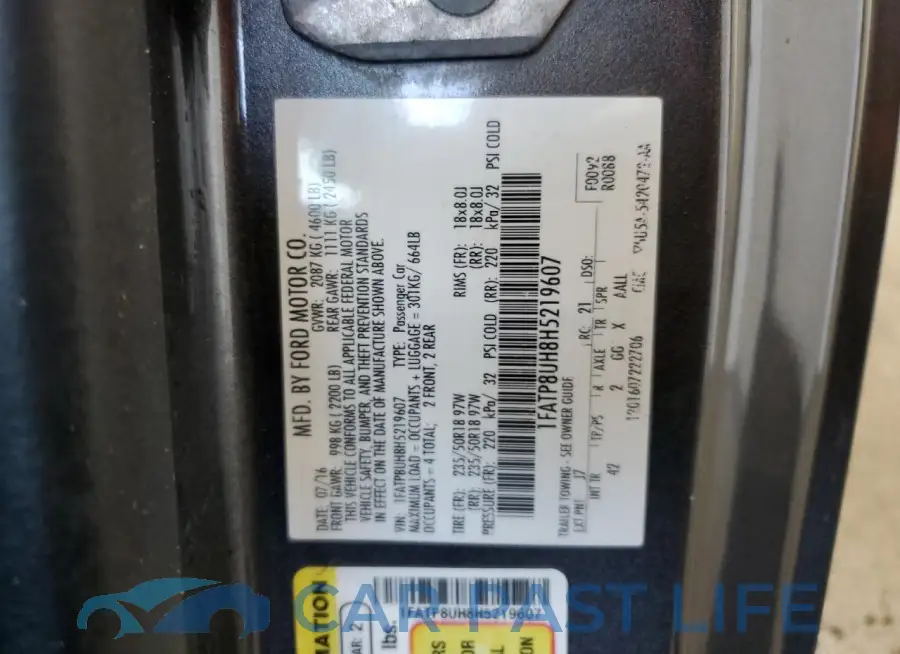 1FATP8UH8H5219607# 13