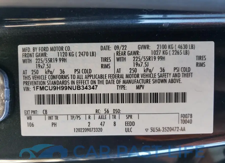 1FMCU9H99NUB34347# 14