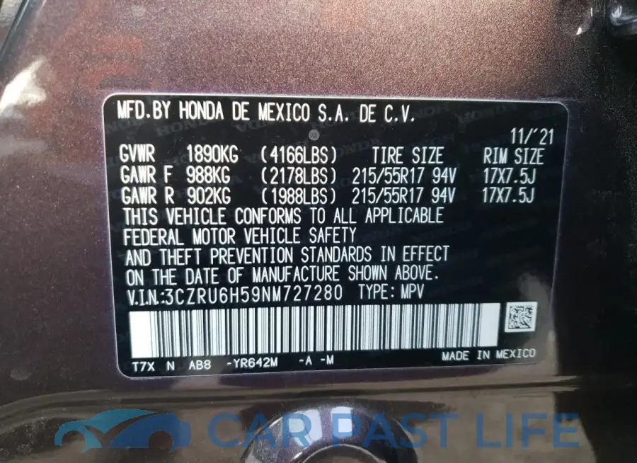 3CZRU6H59NM727280# 13