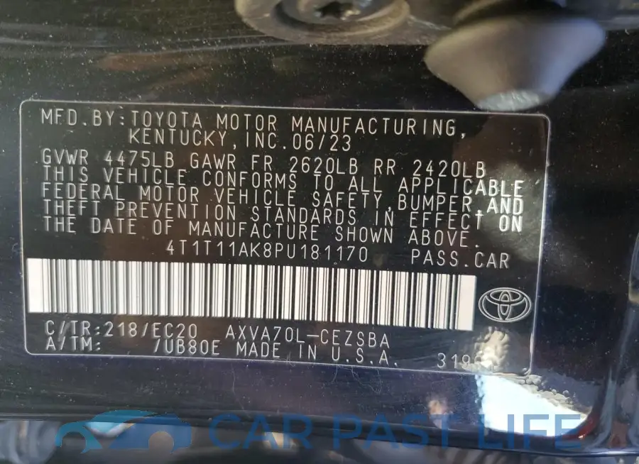 4T1T11AK8PU181170# 12