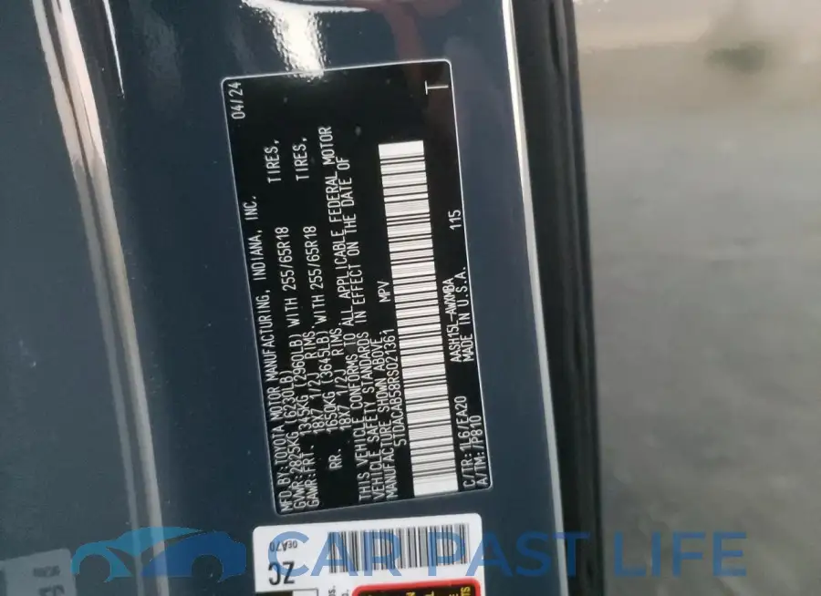 5TDACAB58RS021361# 13