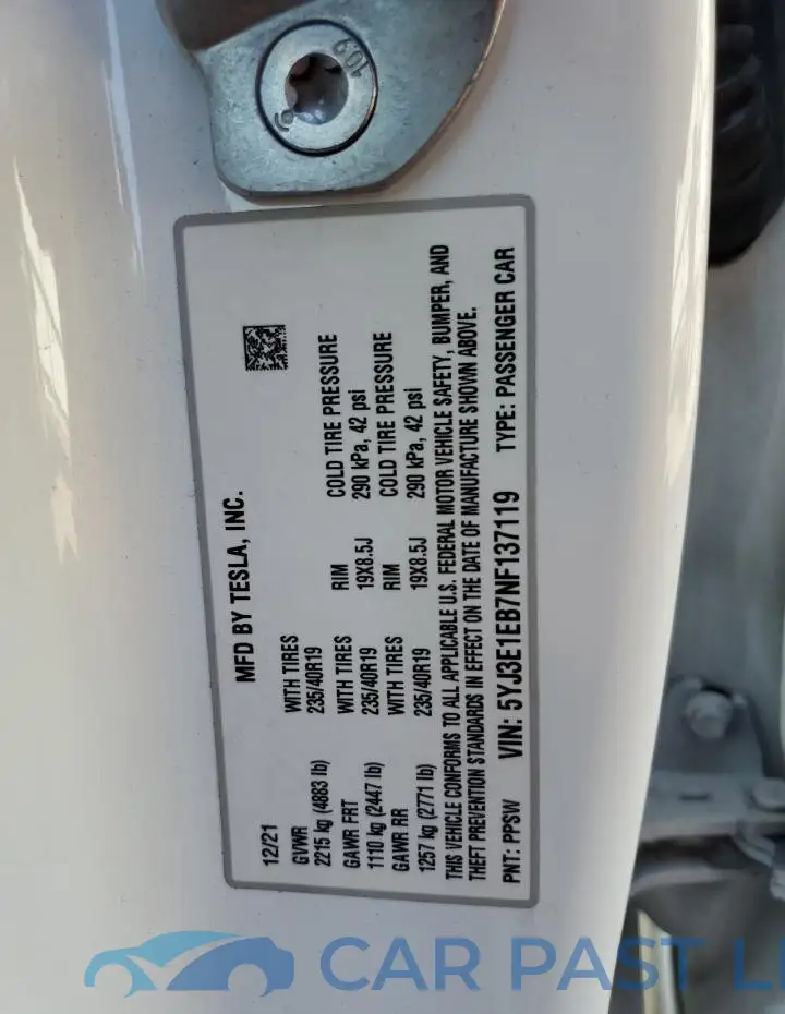 5YJ3E1EB7NF137119# 12
