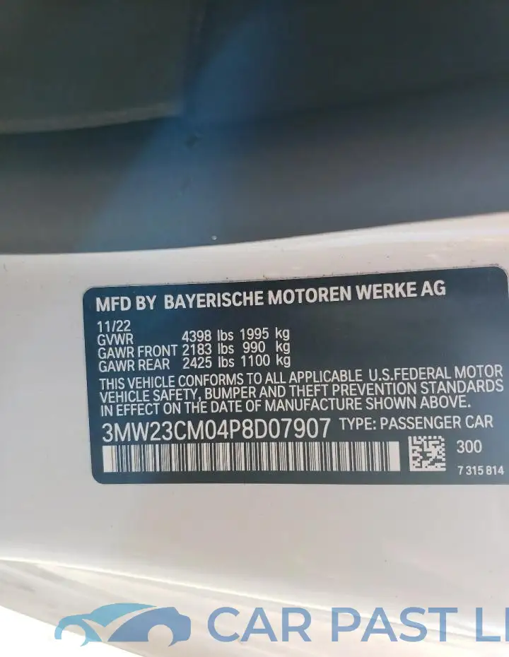 3MW23CM04P8D07907# 12