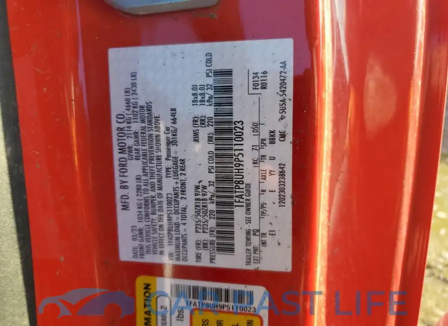 1FATP8UH9P5110023# 12