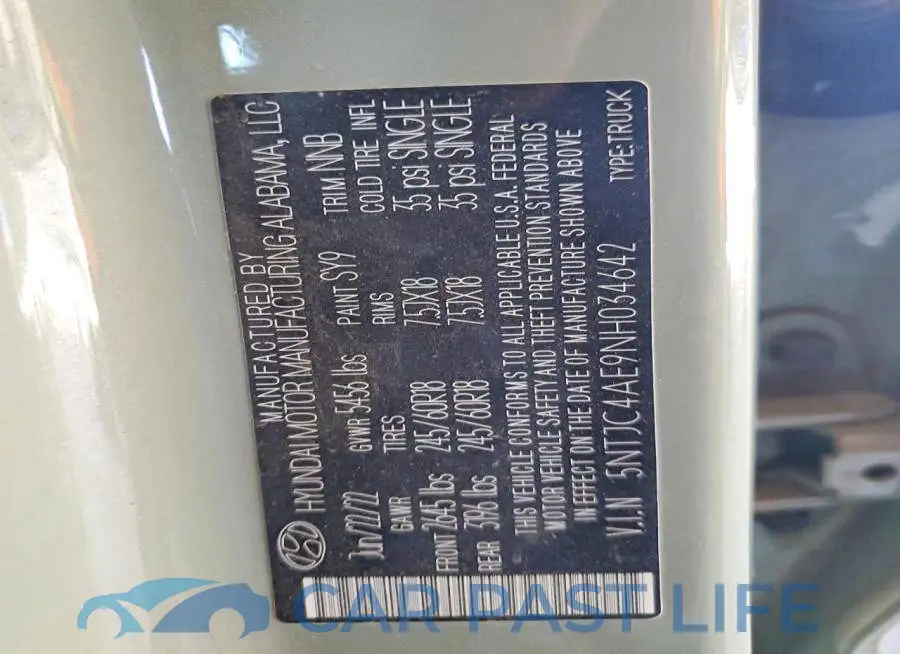 5NTJC4AE9NH034642# 12