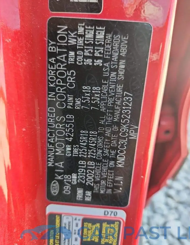 KNDCC3LC9K5231237# 12