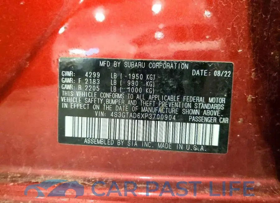 4S3GTAD6XP3700904# 12