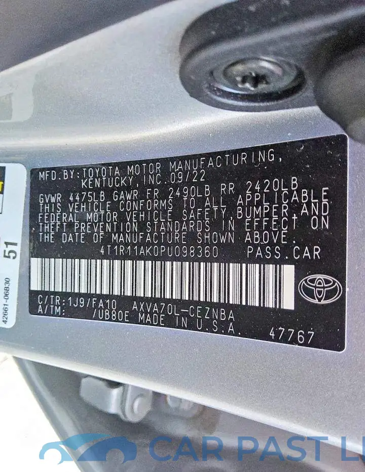 4T1R11AK0PU098360# 13
