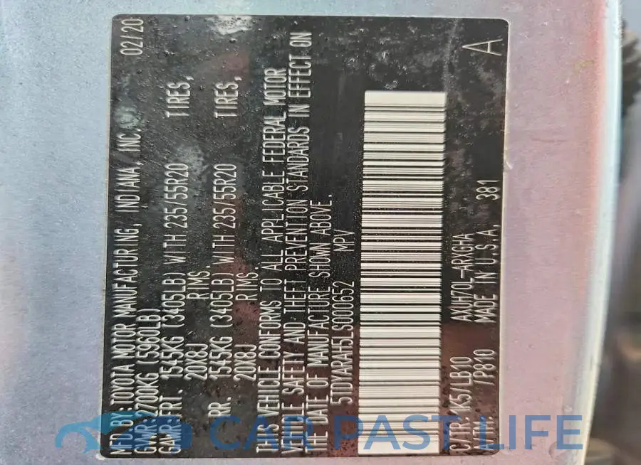 5TDYARAH5LS000652# 13