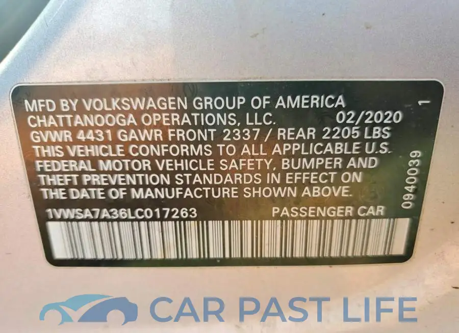 1VWSA7A36LC017263# 12