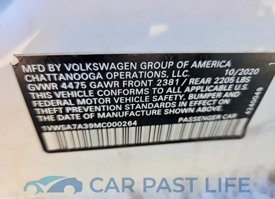 1VWSA7A39MC000264# 12