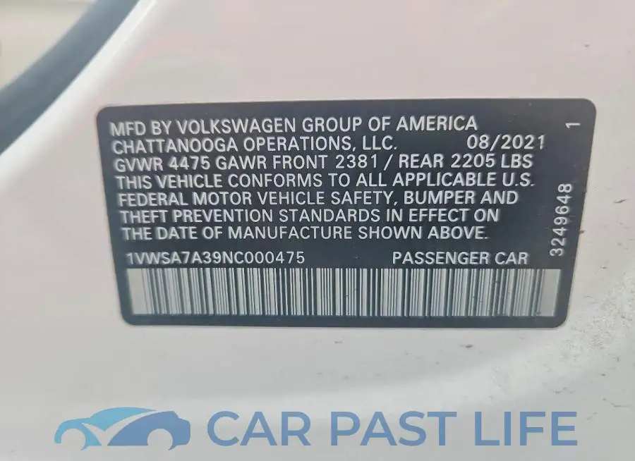 1VWSA7A39NC000475# 12