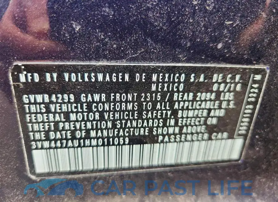 3VW447AU1HM011059# 12