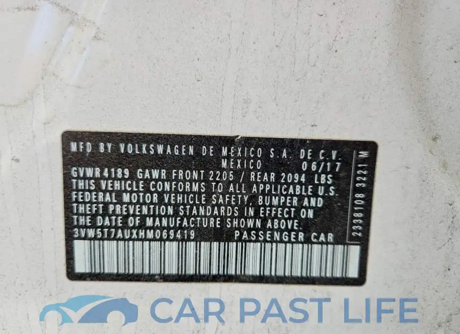 3VW5T7AUXHM069419# 12