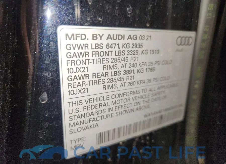 WA1AVAF19MD031106# 12