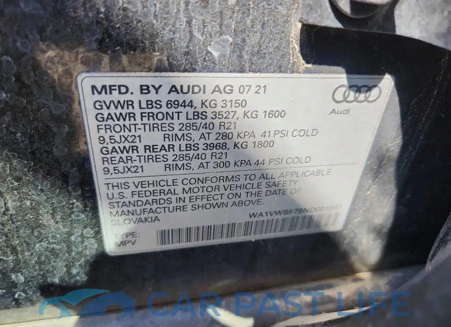 WA1VWBF79ND001047# 13