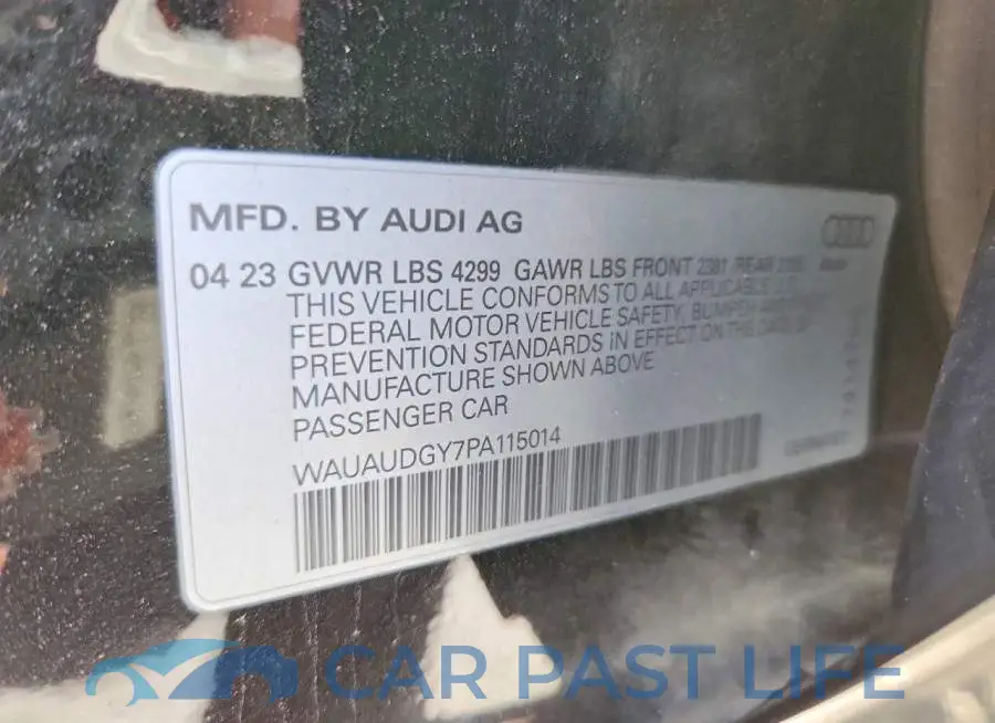 WAUAUDGY7PA115014# 12