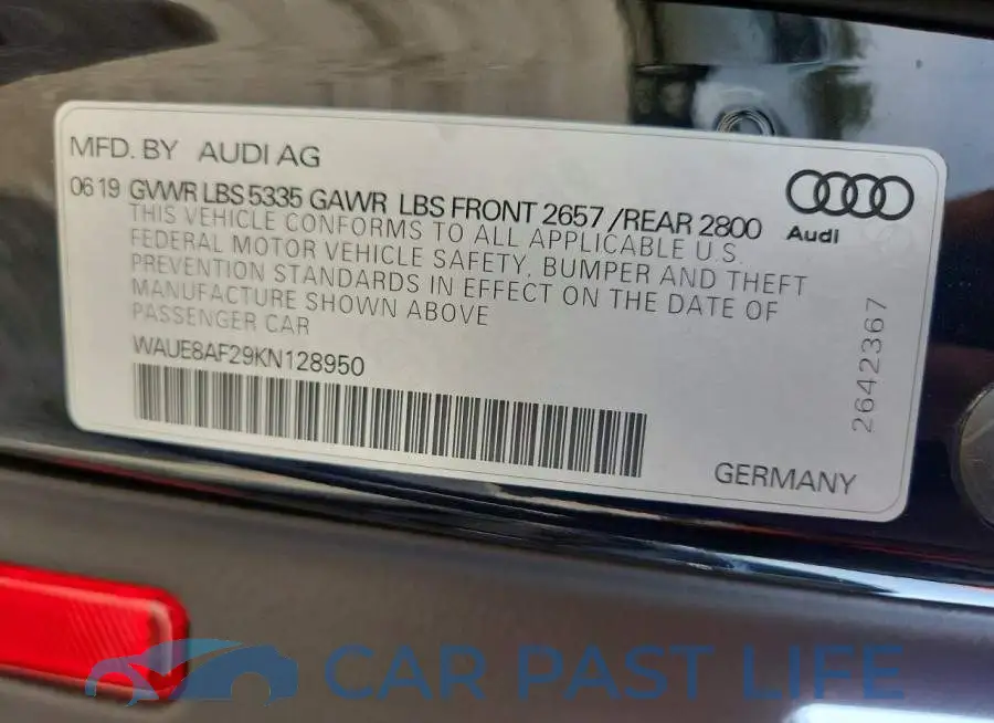 WAUE8AF29KN128950# 13