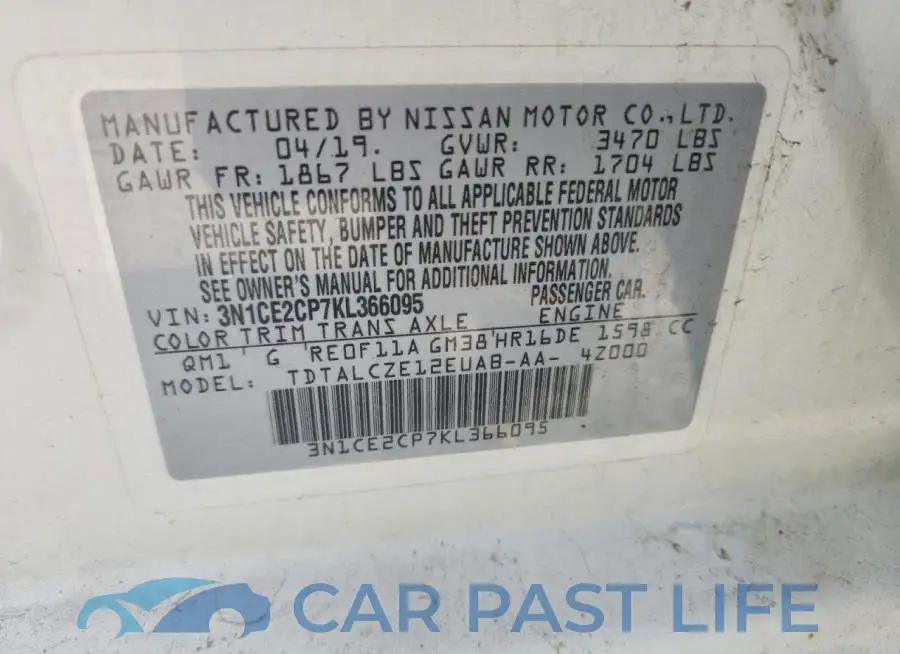 3N1CE2CP7KL366095# 13