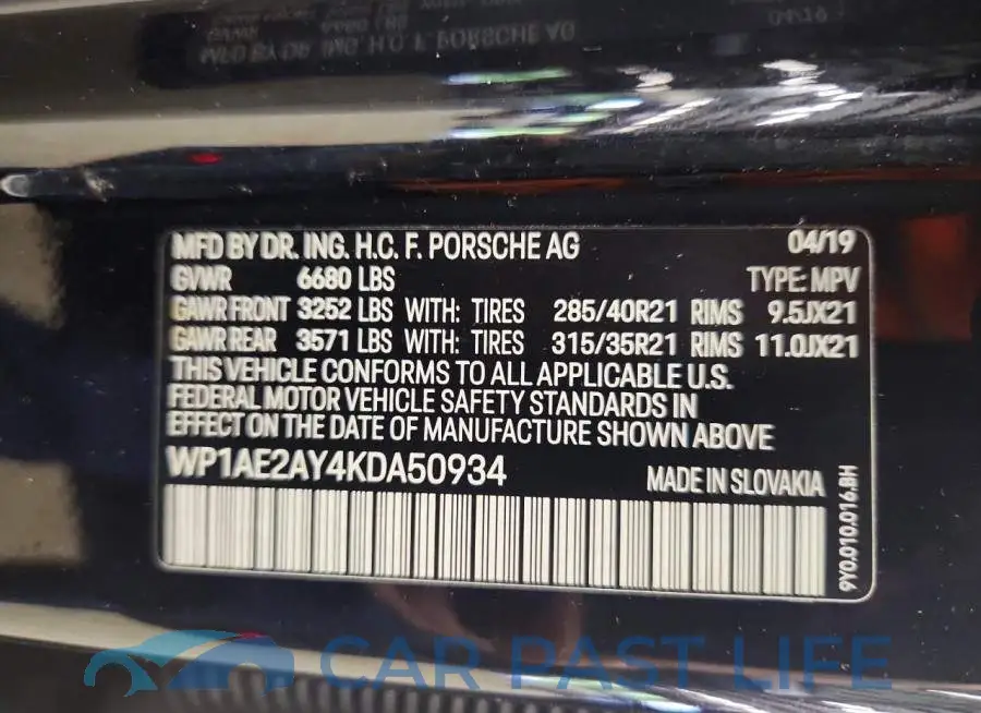 WP1AE2AY4KDA50934# 13