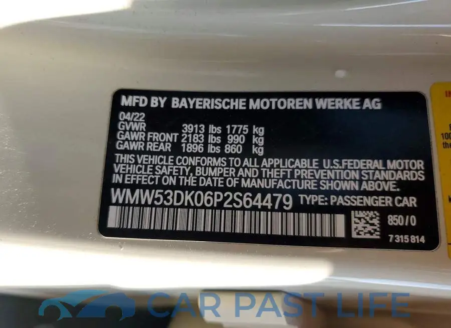 WMW53DK06P2S64479# 12
