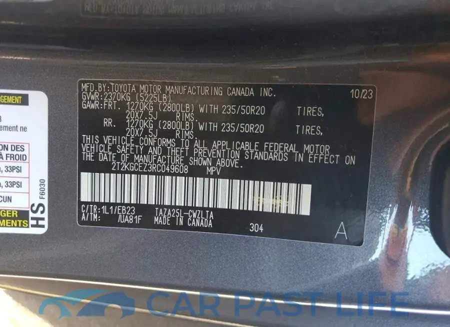 2T2KGCEZ3RC049608# 13