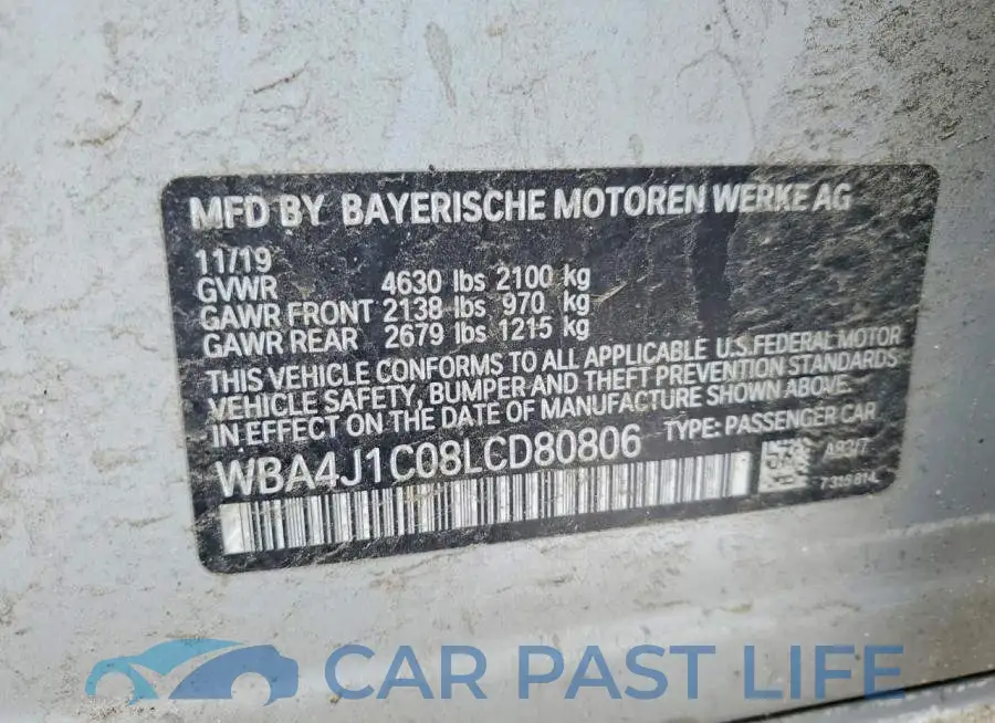 WBA4J1C08LCD80806# 12