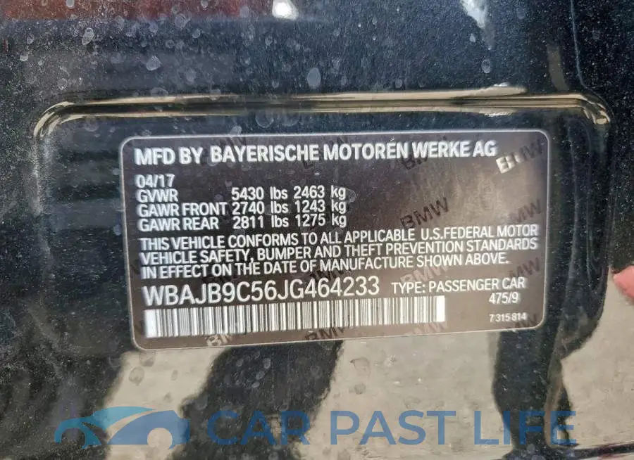 WBAJB9C56JG464233# 12