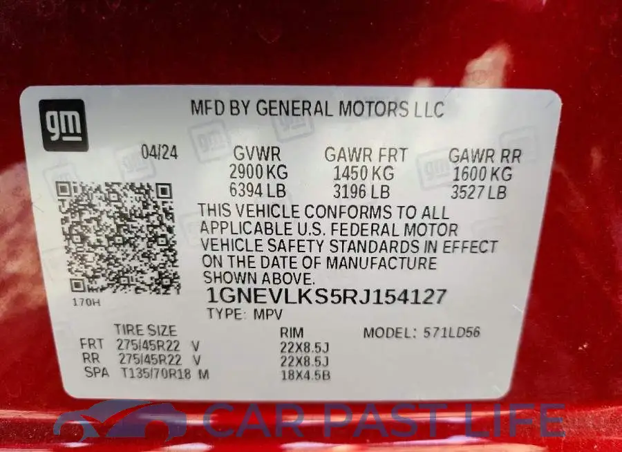1GNEVLKS5RJ154127# 14