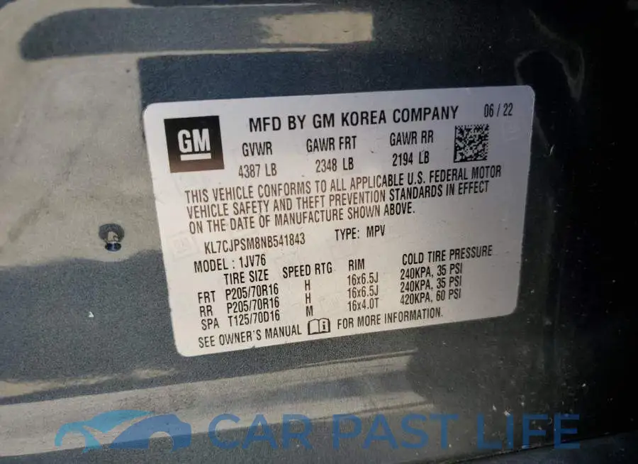 KL7CJPSM8NB541843# 13
