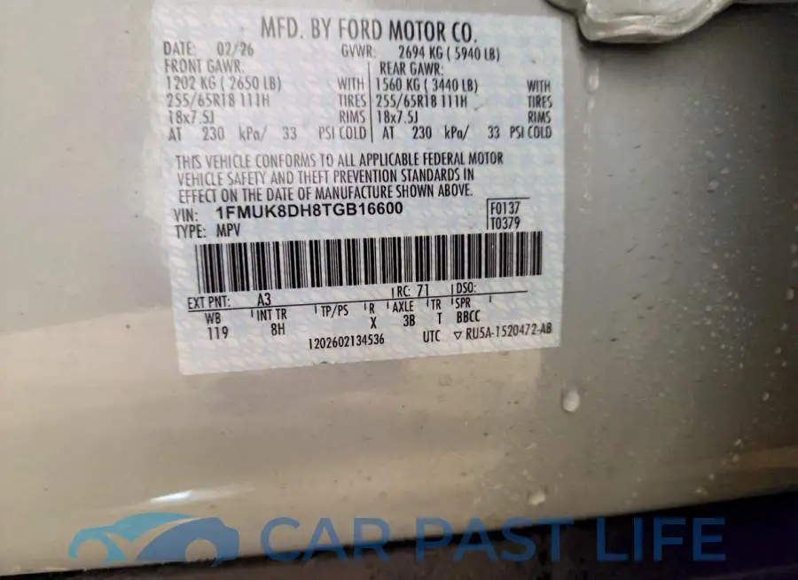 1FMUK8DH8TGB16600# 13