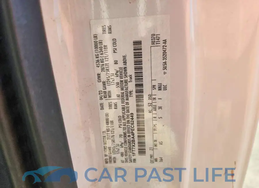 1FT7X2BA4PEC62449# 12