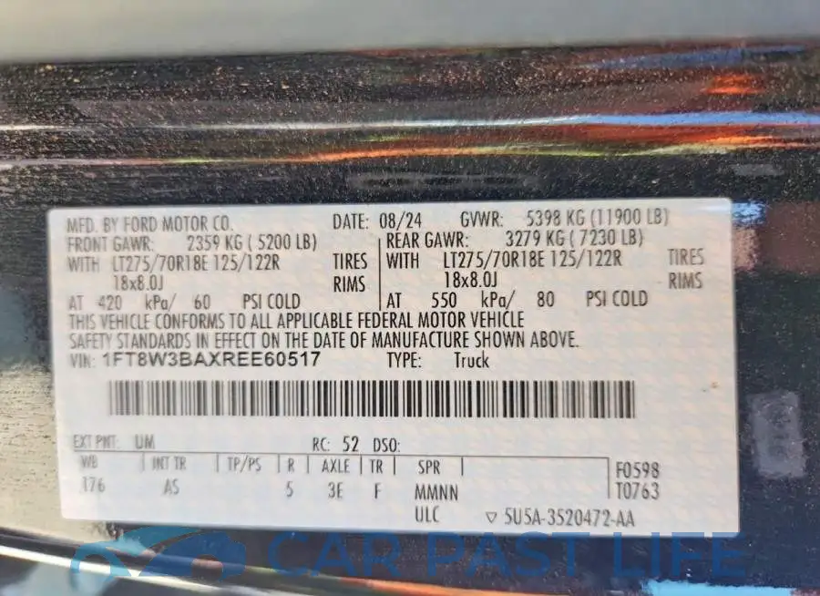 1FT8W3BAXREE60517# 13