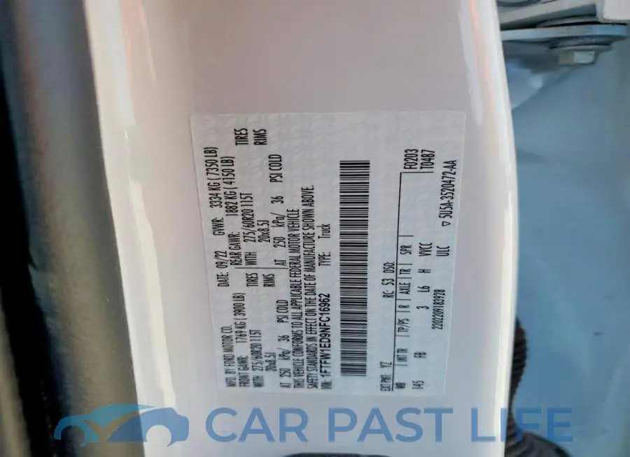 1FTFW1ED9NFC16962# 12