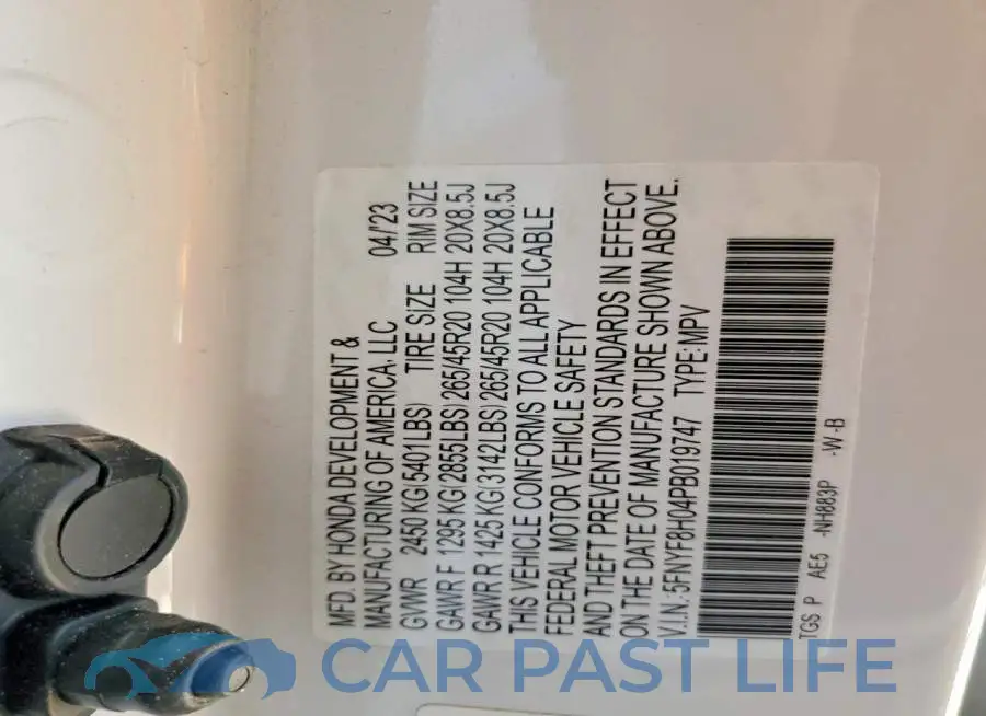5FNYF8H04PB019747# 13