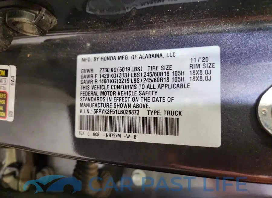 5FPYK3F51LB028873# 12
