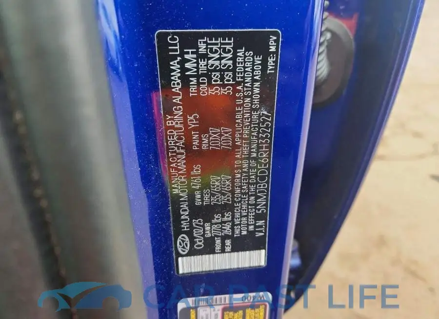 5NMJBCDE6RH332527# 13