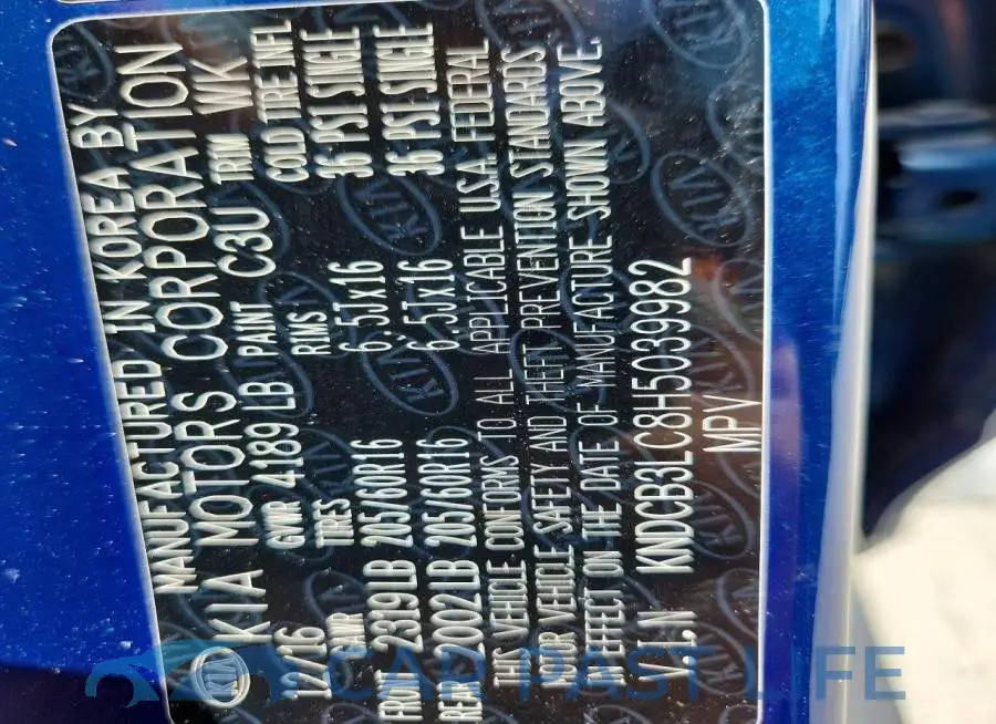 KNDCB3LC8H5039982# 13