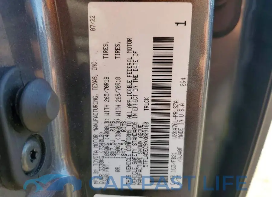 5TFLA5EC9NX009160# 12
