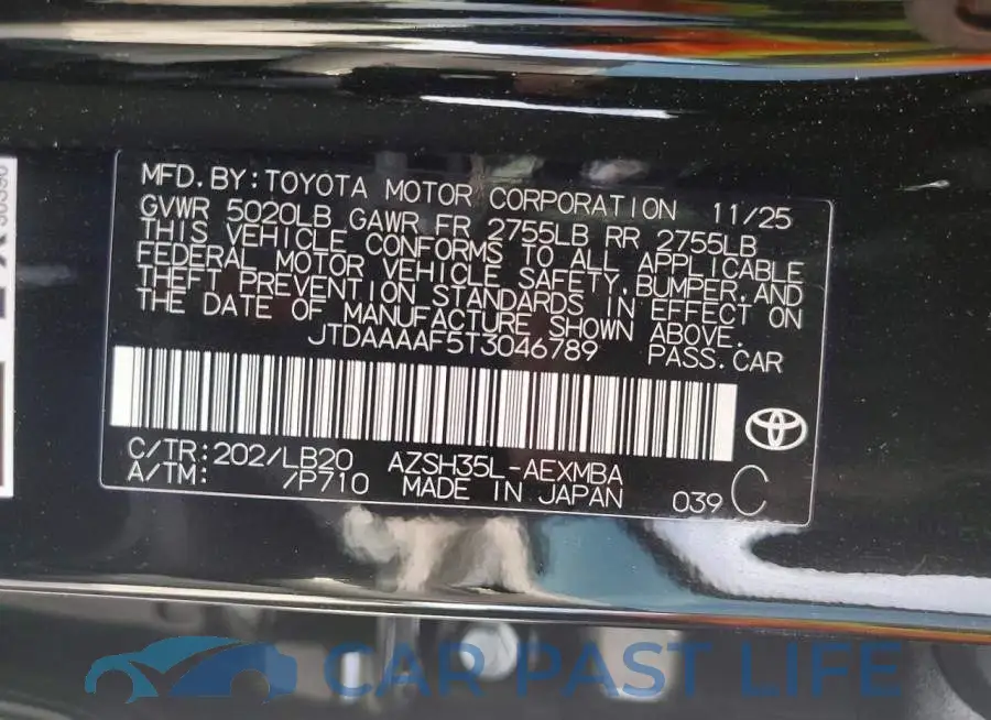 JTDAAAAF5T3046789# 12