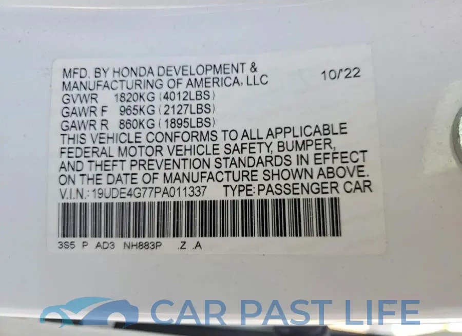 19UDE4G77PA011337# 13