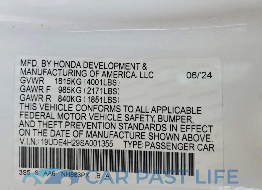 19UDE4H29SA001355# 12